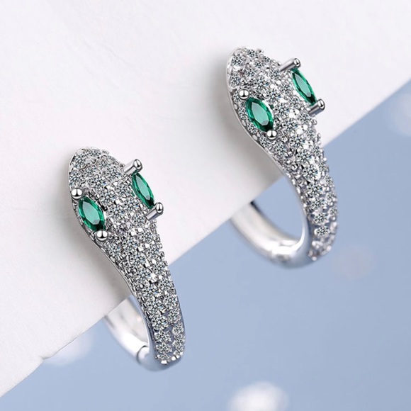 Jewelry - 🌟HOST PICK🌟ELEGANT SPARKLING ZIRCON SNAKE 925 STERLING SILVER STUD EARRINGS